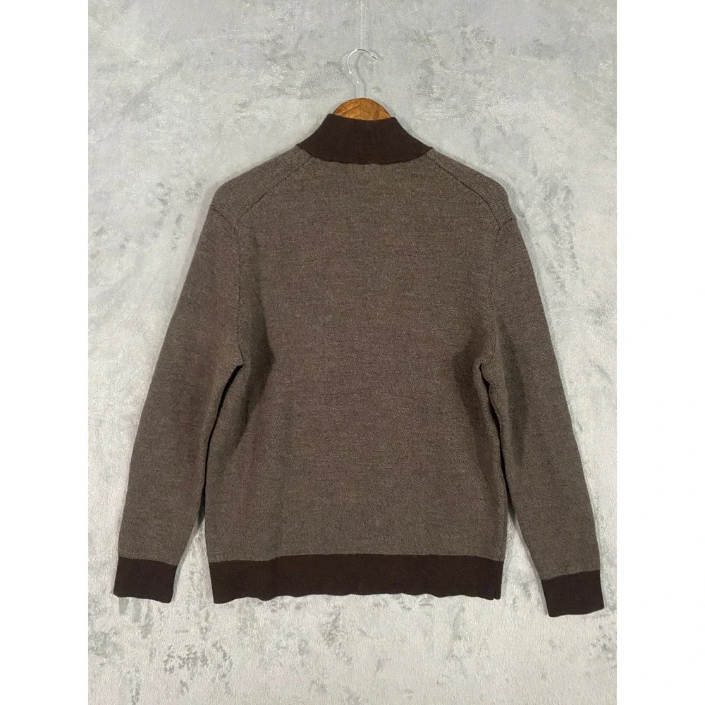UNTUCKit Sweater Sz XL Brown Sorensen Merino Wool Mock Neck Button Knit Classic
